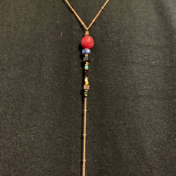 Glass Crystal Goldtone Y Necklace - Picture 2 of 7